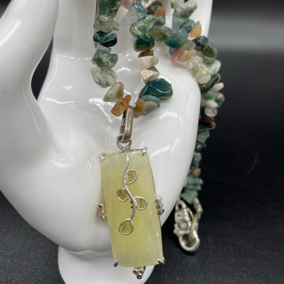 Necklace - Diamond Sapphire Pendant Jasper